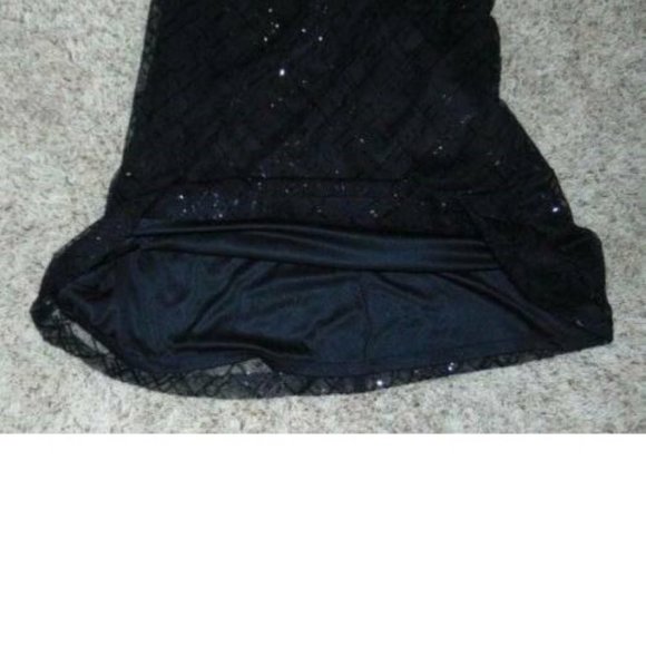 Womens Formal Dress Maxi Chaps Black 16 Chiffon Sequined Spaghetti Strap Party - Picture 4 of 8